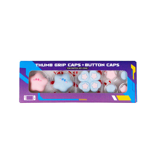 Pastel stjerner med mini button caps - 4 pak Thumb Grips til Nintendo Switch 1