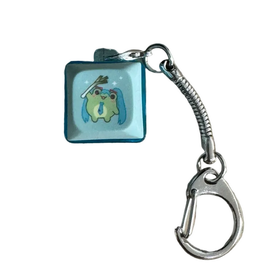 Turkis keycap clicker fidget nøglering med lys