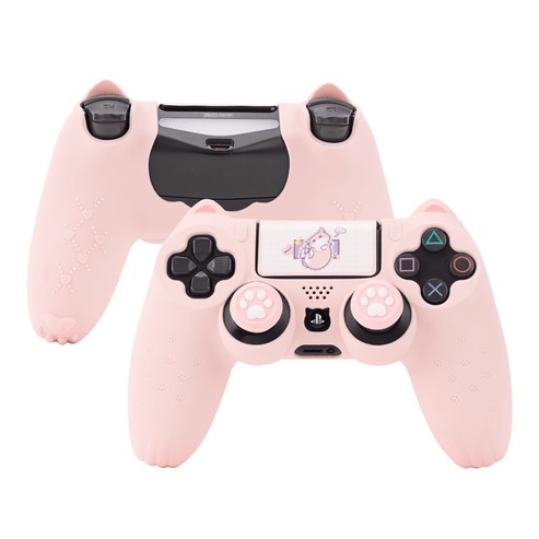 PS4 Controller Lyserødt Silikone Skin med Katteører