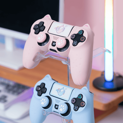 PS4 Controller Lyserødt Silikone Skin med Katteører