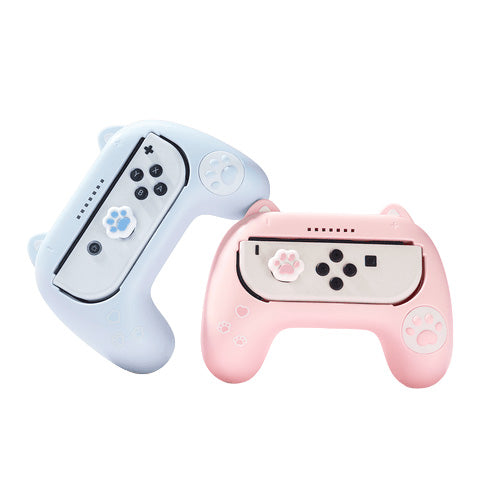 Nintendo Switch Joycon Grips med Katteører i Lyseblå og Lyserød (sæt med 2 stk)