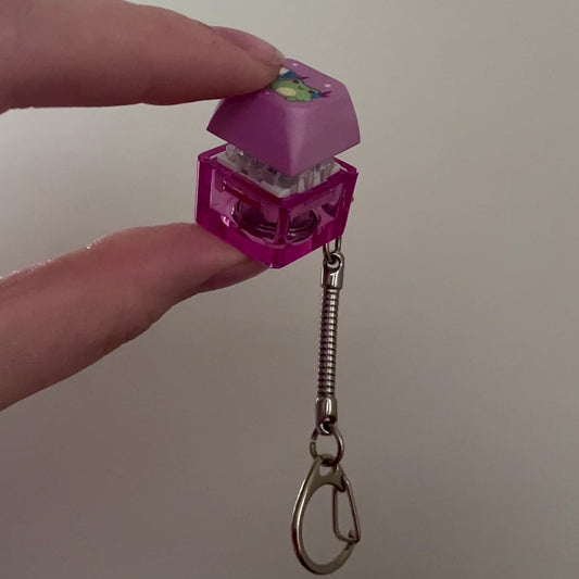 Turkis keycap clicker fidget nøglering med lys