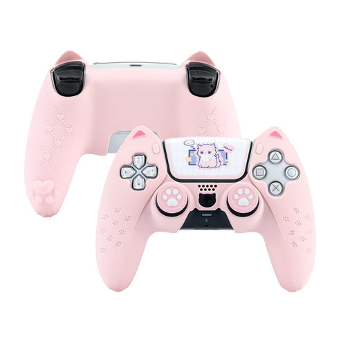 PS5 Controller Lyserødt Silikone Skin med Katteører