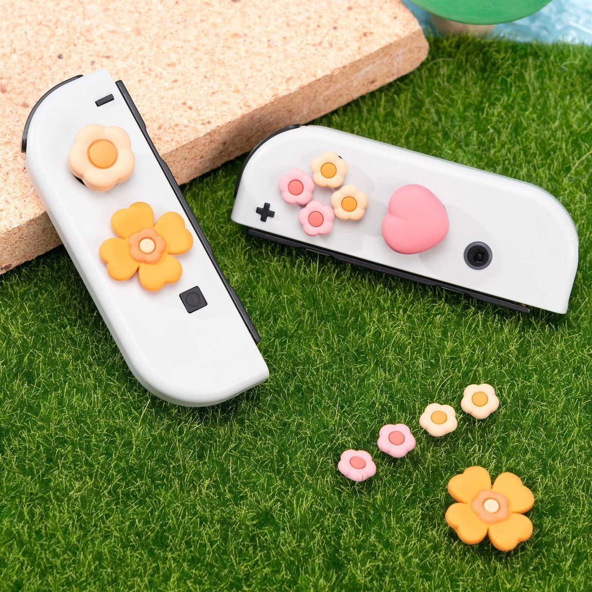 Hjerter og blomster - 4 pak Thumb Grips til Nintendo Switch 2