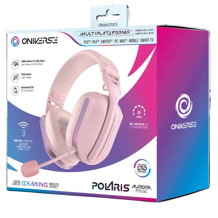 ONIVERSE Polaris Wireless Gaming Headset – Aurora Pink