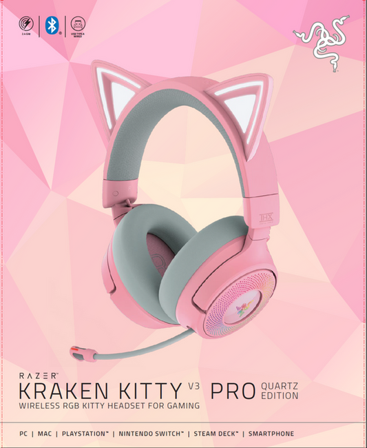 Razer Kraken V3 Pro - Quartz Pink | Trådløst gaming headset